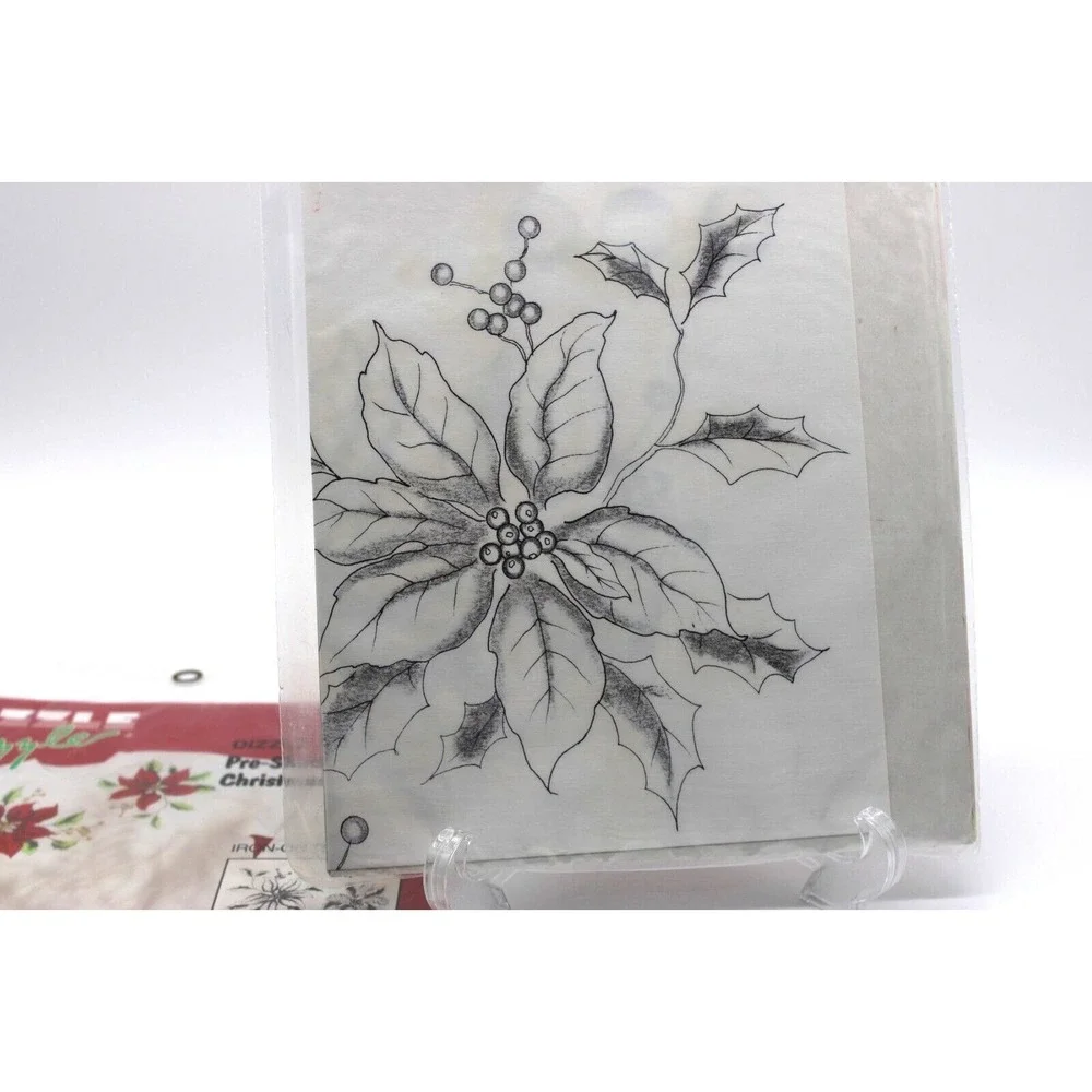 VTG Dizzle Iron-On Transfers Lot of 4 Shaded Poinsettia Glitter Stars & Moon 90s - Picture 5 of 10